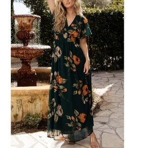 Baltic Born Floral Green Maxi Dress